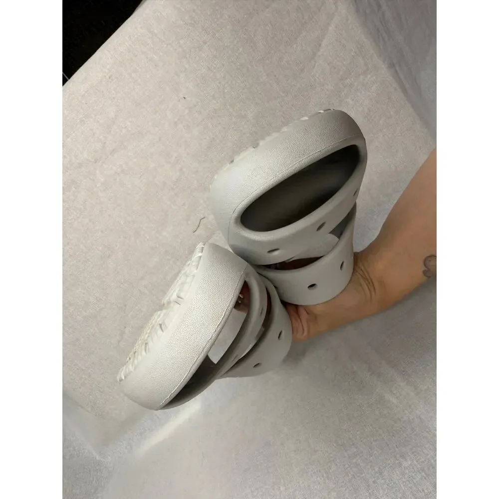 Crocs Sandal Double Strap Slides Slip On Foam Comfort Pale Light Gray 7